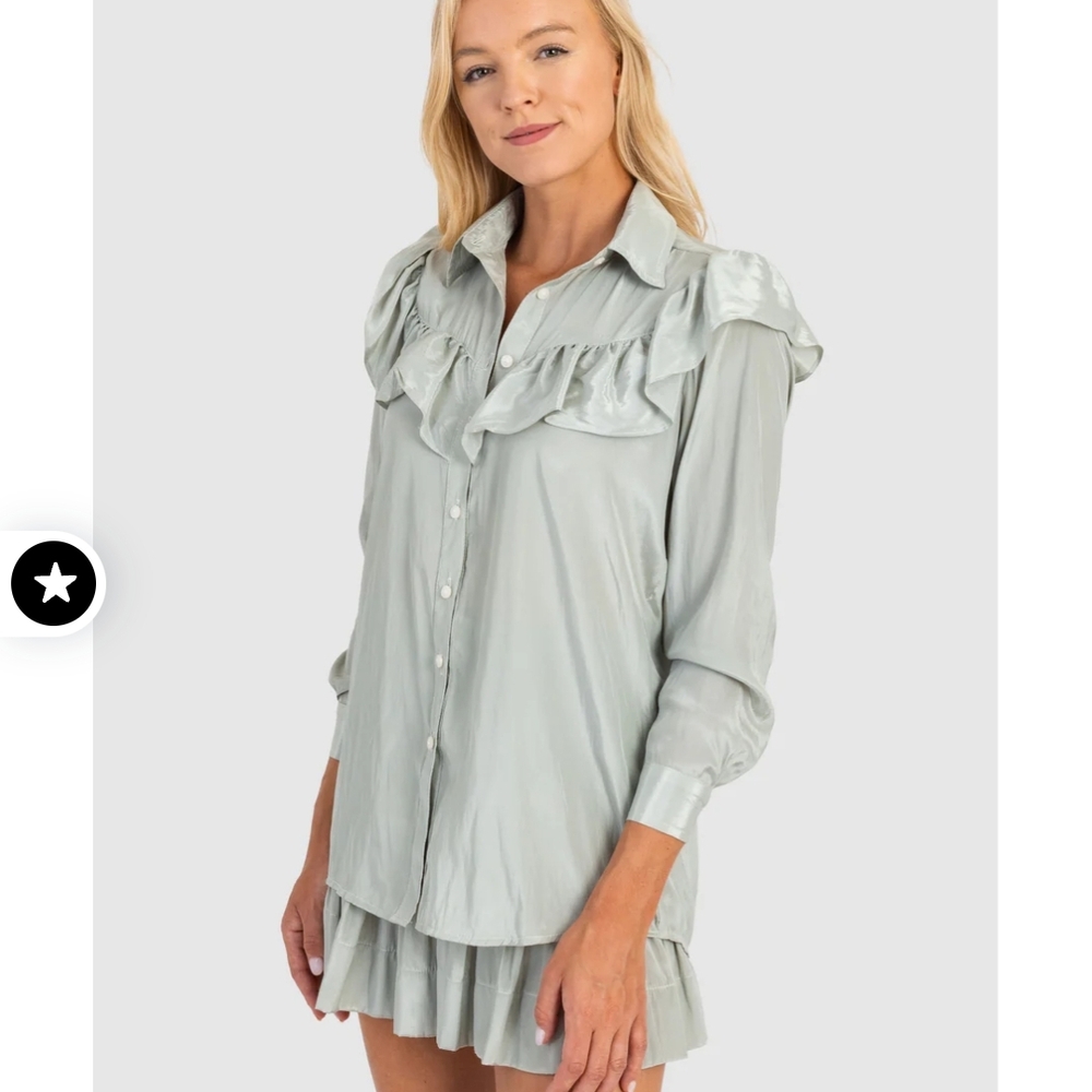 Elegant Light Green Ruffled Dress